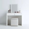 Dressing Table Set 80x40x130 cm with Mirror and Stool - White - Modern Design
