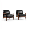Armchair Set - Leather Upholstery 85x90x80 cm - Black - Mid-Century Modern