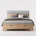 Double Bed with Storage - Wood Frame 200x150x100 cm - Light Gray - Modern Design