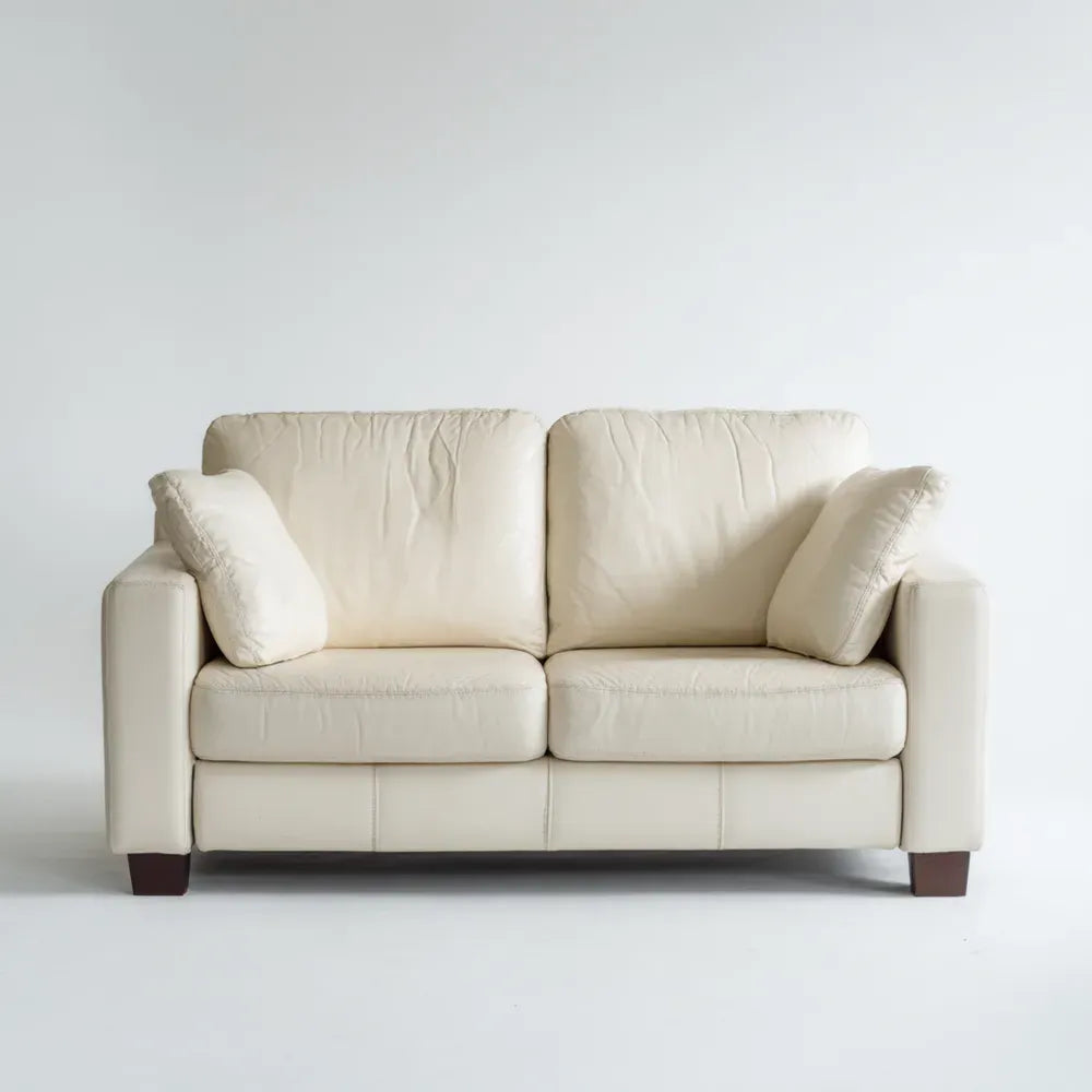 Leather Sofa - 2 Seater 150x85x90 cm Cream - Modern Design