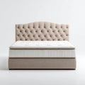 Double Bed Upholstered Fabric 200x150x120 cm - Beige - Modern Style
