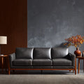 Leather Sofa - 210x80x85 cm - Black - Mid-Century Modern
