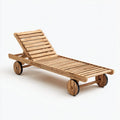 Patio Recliner Solid Wood Adjustable Outdoor Lounger 200x70x35 cm with Wheels – Natural