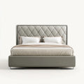 Double Bed Leather Upholstered 200x150x100 cm - Light Gray - Modern Design