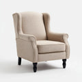 Wingback Armchair Fabric Upholstery 31.5x33.5x41.3 inches Beige – Classic Design
