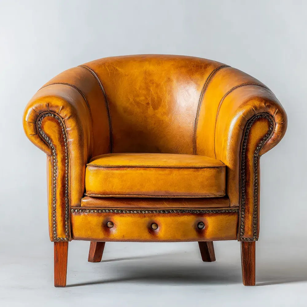 Leather Armchair Vintage Design 85x80x75 cm - Amber Brown