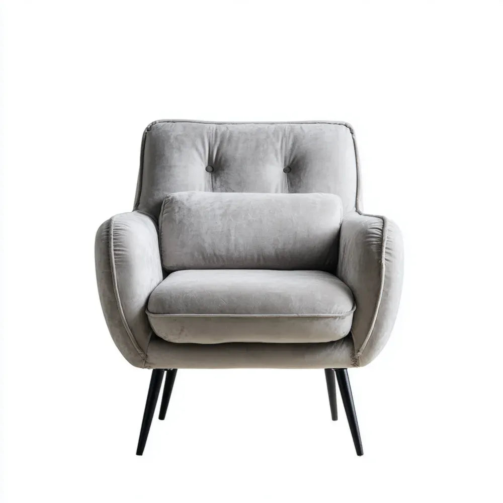 Armchair Velvet Upholstery 80x85x90 cm - Light Grey - Contemporary Design
